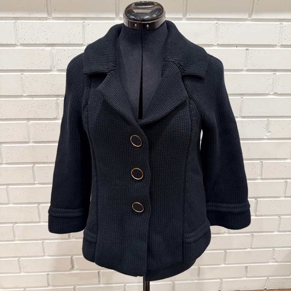 Banana Republic Navy Knit Jacket Gold Buttons NWT Size Small